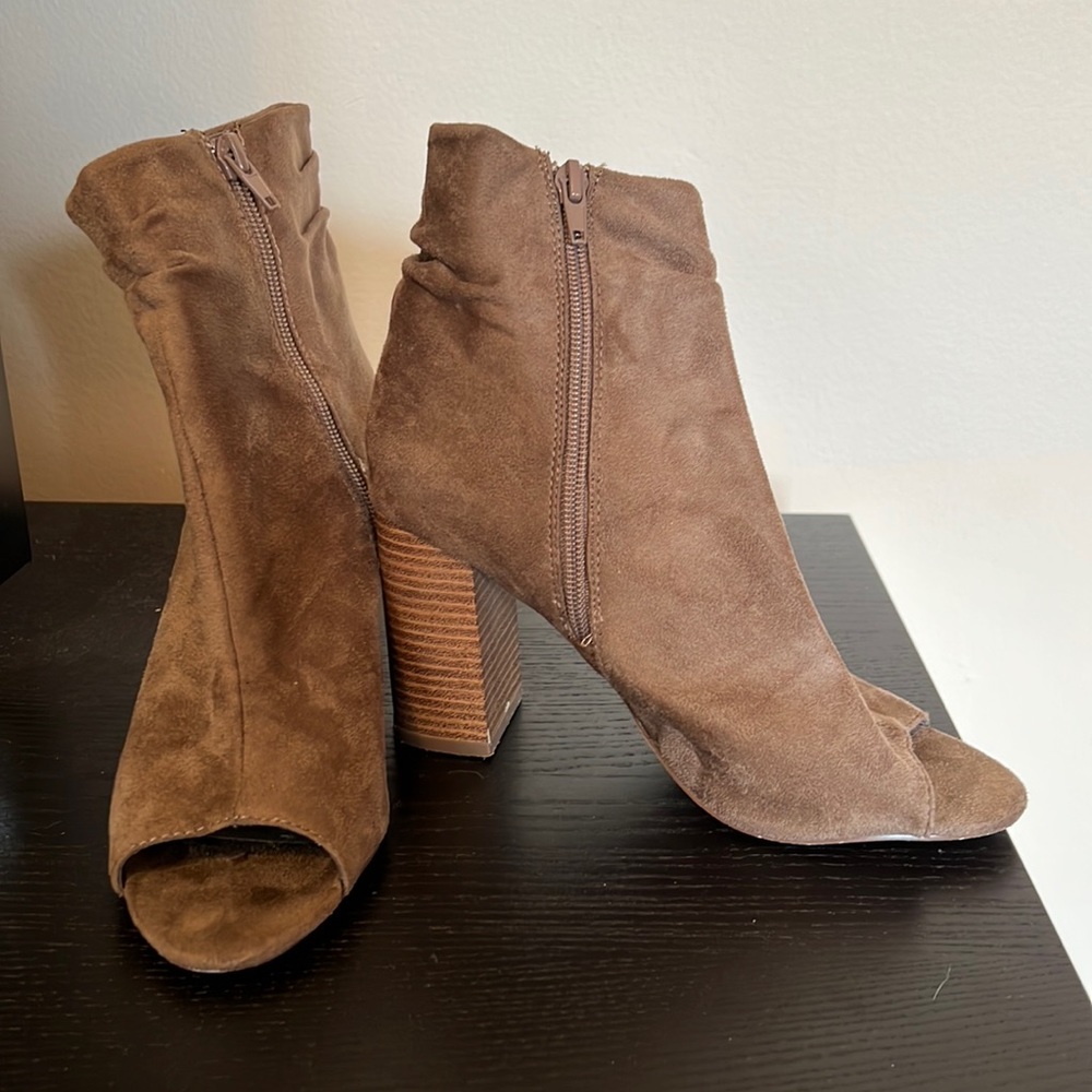 Brown Open Toe Booties